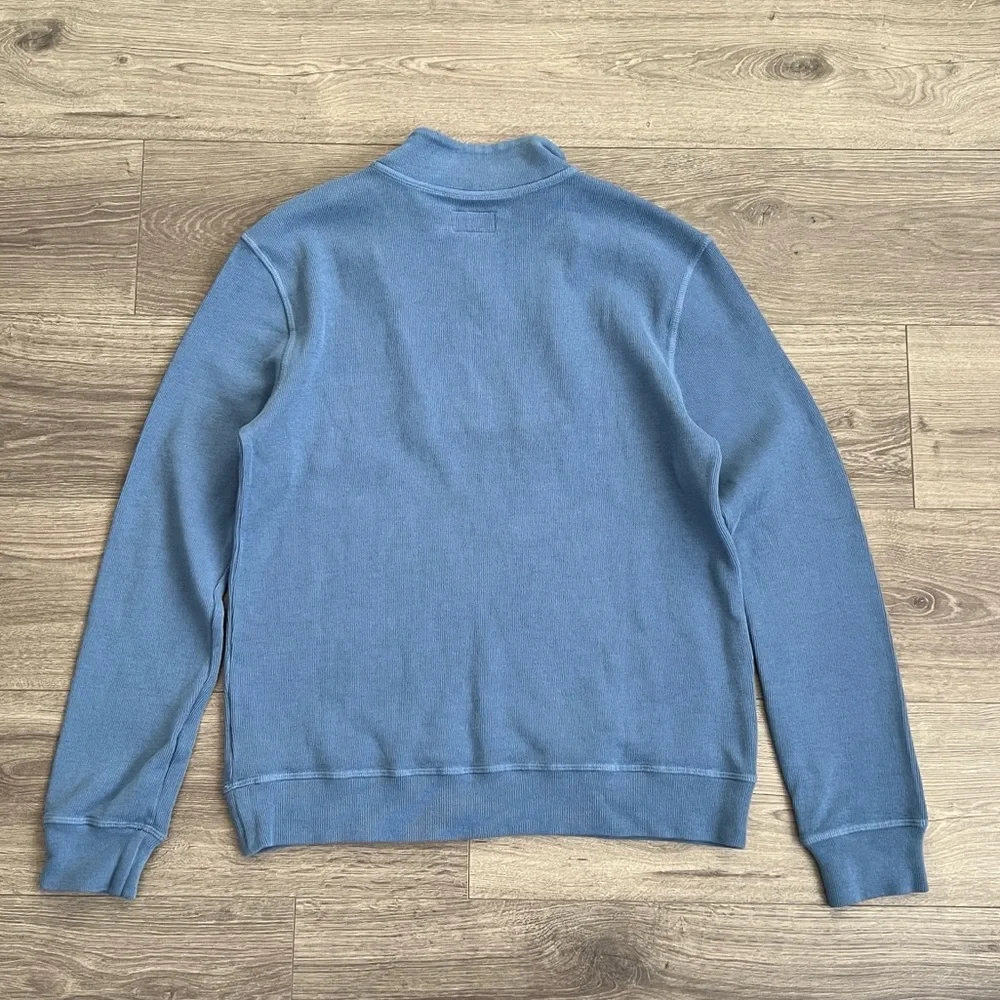 AMERICAN GIANT Mens French Ribbed Half Zip Sweater Small Blue Workwear Casual